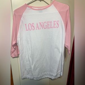 White and Pink Baseball Tee
